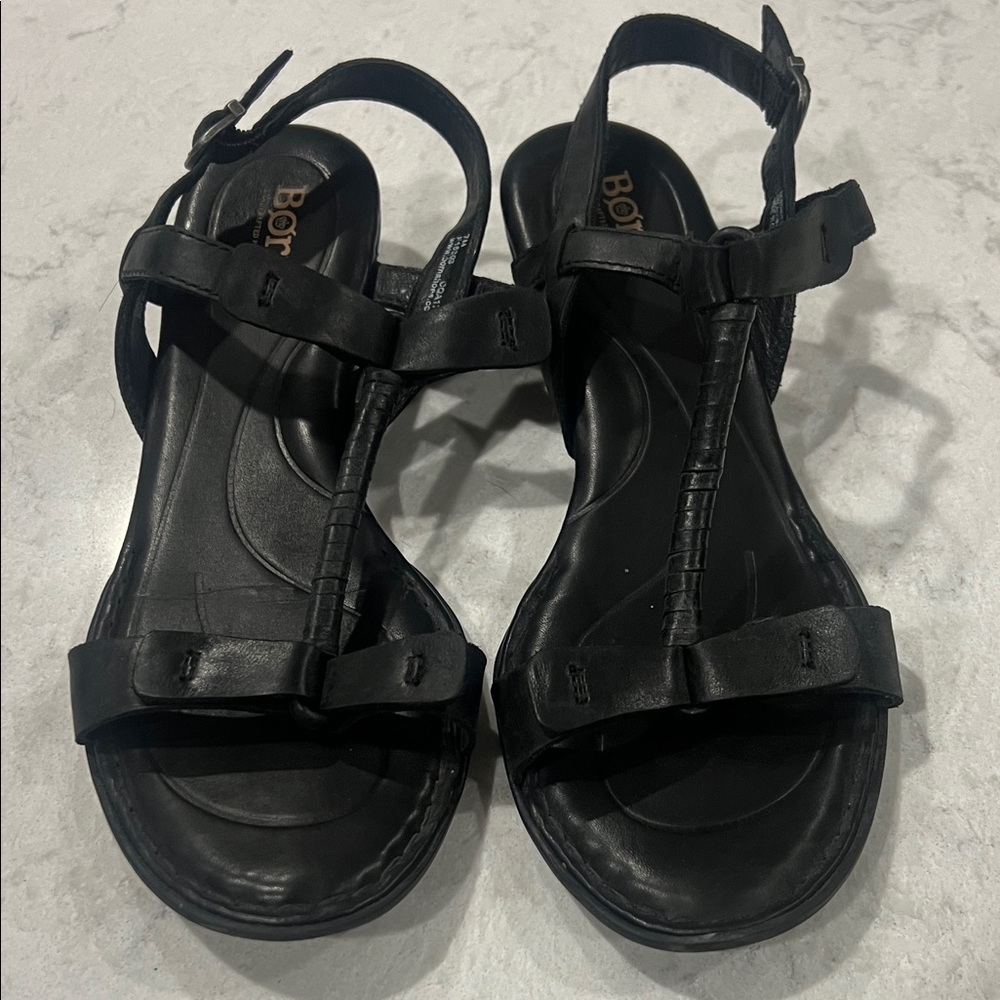 Born Black Leather Adjustable Sandals